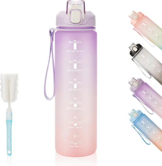 Gourde Sport 1L -Bouteille d'eau, étanche et sans BPA Bouteille d'eau de sport pour le fitness, la gym et les sports de plein air Gradient Rose