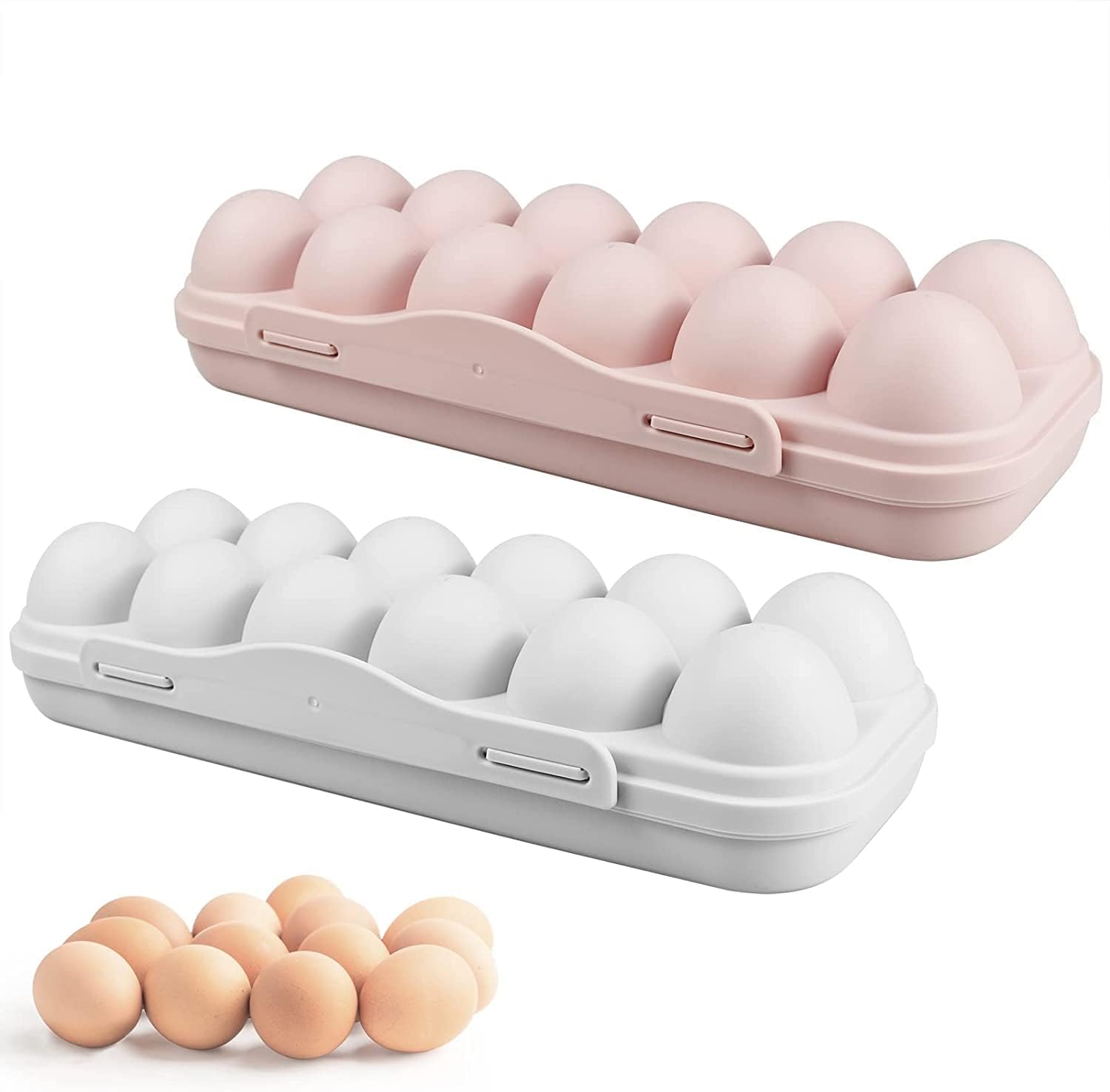 2 Pièces Boîte à Oeufs,12 Grilles Boîte de Rangement des Oeufs Frigo en Plastique avec Couvercle, Plateau à œufs Support à œufs pour Réfrigérateur,Conteneur de Stockage d'oeufs- 29,5 x 10 cm