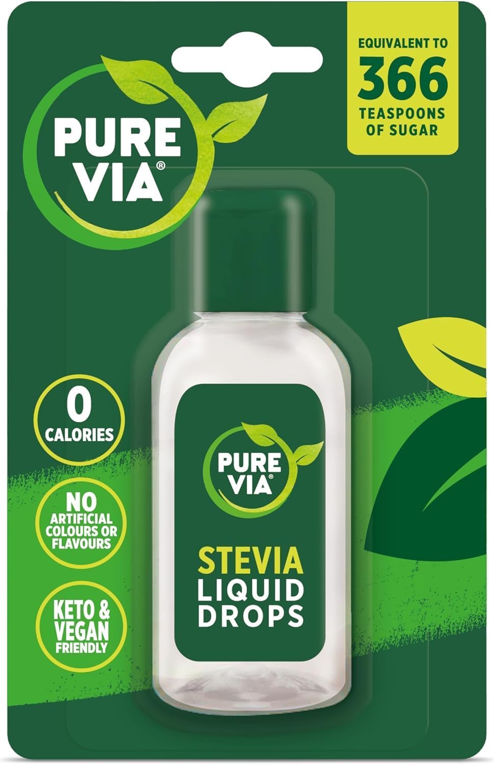 Liquide Stevia, Gouttes de Stevia - Édulcorant Naturel, Végétalien, Keto & Gluten-Free - Substitut de sucre Zéro Calorie (55 ml)