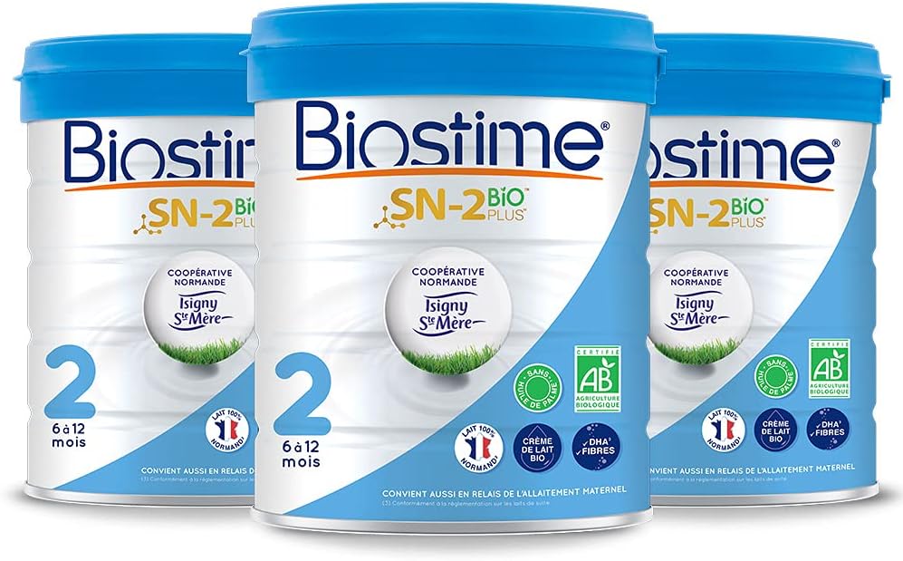 Biostime SN-2 Bio Plus - Lot de 3 Laits infantiles Bio 2ème âge en poudre de 6 à 12 mois (800g) 6 à 12 mois 800g