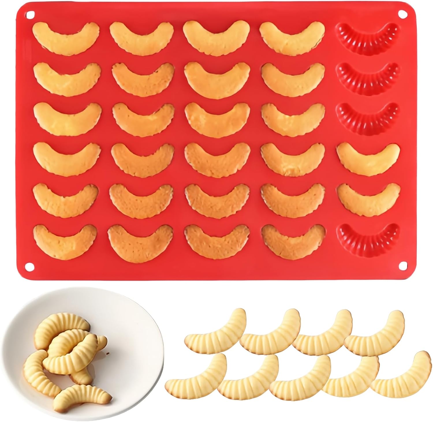 Moule à Pâtisserie pour Croissants Moule à Mini Muffins Moule à Croissants Silicone Moule à Fondant en Silicone pour Gâteau au Chocolat pour Glaçons Chocolat Pralinés Mousses Gâteaux Glacés.