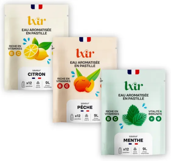 DRINK - Eau aromatisée en pastille sans sucre - Boisson multivitamines - Riche en vitamines C et B - Hydratation quotidienne - Beauté de la peau - Vitalité - 36 pastilles - Citron/Pêche/Menthe Citron/Peche/Menthe
