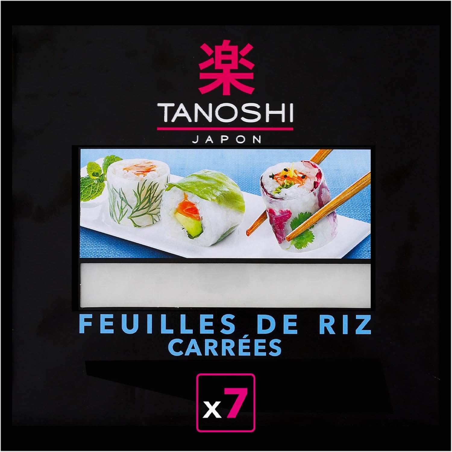 Feuilles de riz carrées pour sushis, rouleaux de printemps, makis - 7 feuilles (70 g)
