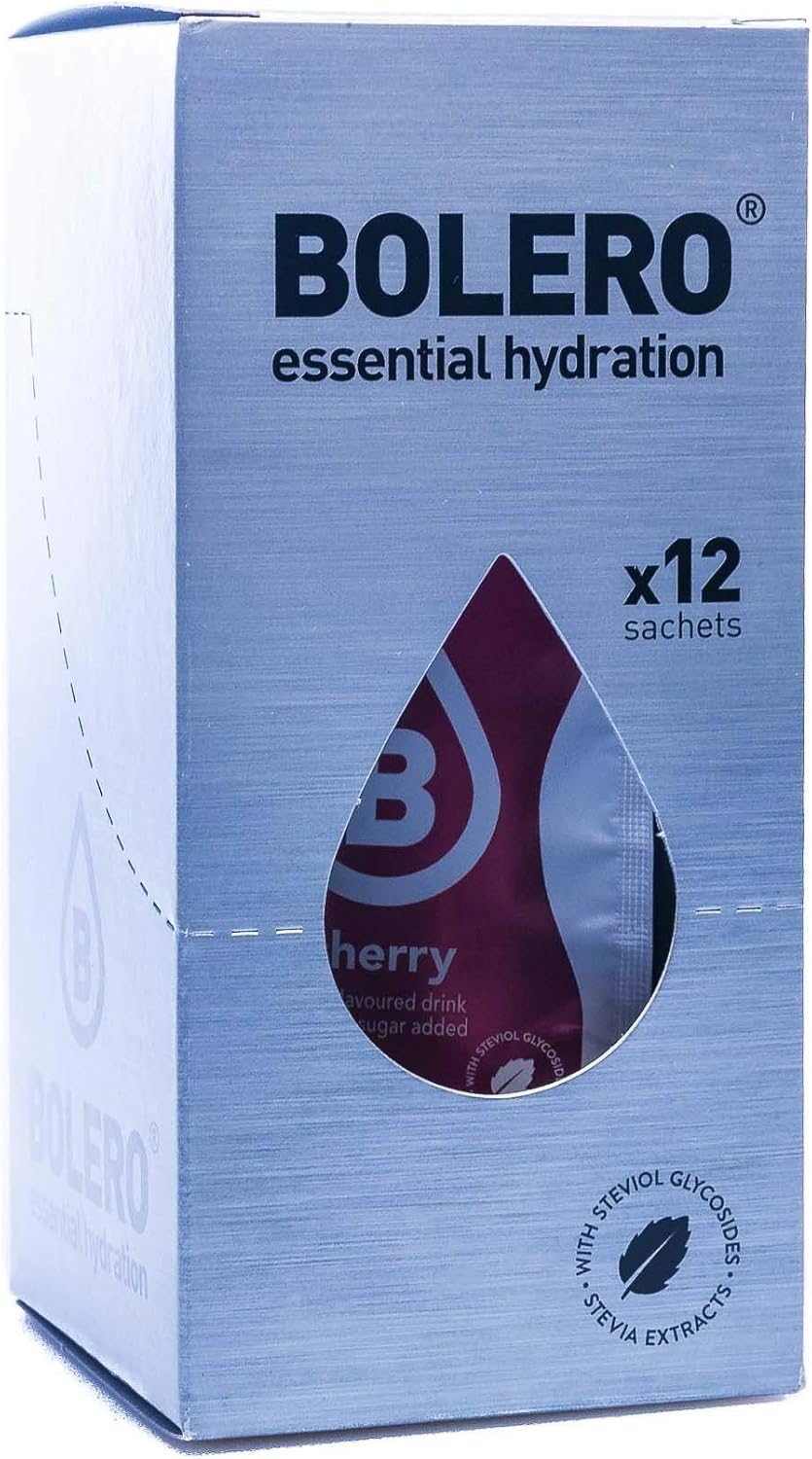 Bolero Drink Cherry - 12 x 9 g - Suffisant pour 1,5 l - 2,5 l boisson sans sucre et sans gaz carbonique - Sans aspartame - Sucré au Stevia