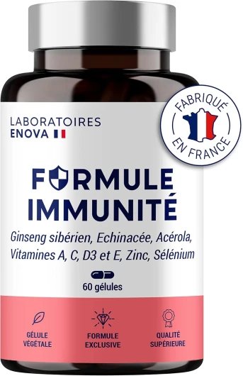 FORMULE IMMUNITE & MULTIVITAMINES - Complement Alimentaire - Vitamine c Vitamine e Vitamine a + Phyto complexe 100% naturel : Echinacée Ginseng Sibérien Acérola Zinc Sélénium - 60 gélules