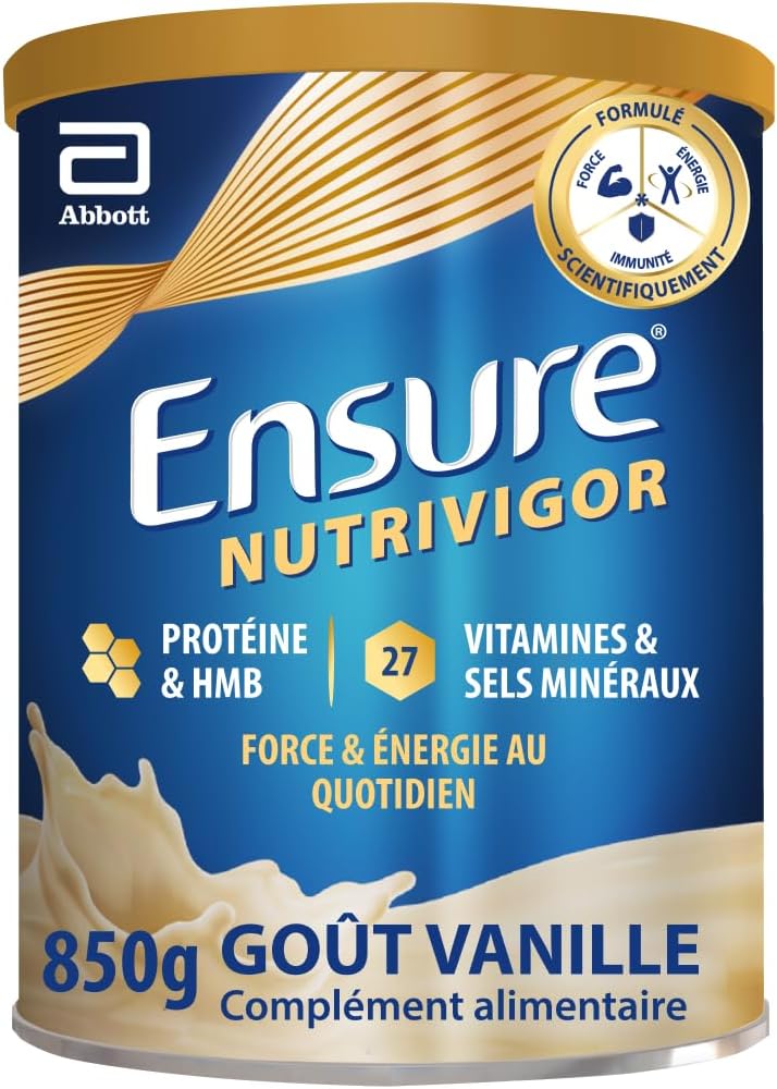 NutriVigor - Complément alimentaire avec protéines, 27 vitamines et minéraux et HMB - Pour une alimentation saine et équilibrée - Vanille- 1 x 850 g 850g