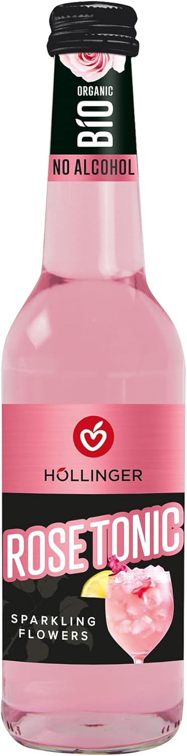 Höllinger Bio Rose Tonic Spritz Sans Alcool, Boisson Pétillante aux Fleurs, Bouteille en Verre, Pack de 12 x 330ml, Végétalien
