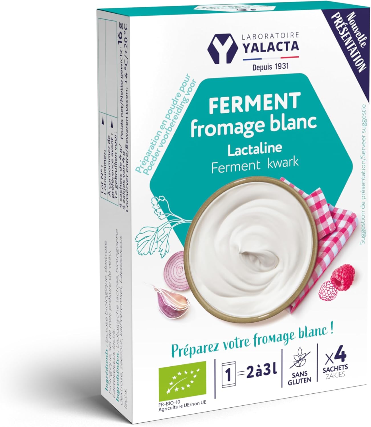 Ferments pour fromage blanc - Lactaline (4 sachets) - Yalacta - Epicerie - Laits spécifiques - Laits végétaux