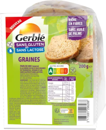 Pain de Mie aux Graines Sans Gluten et Sans lactose, 200g 11.1 cm x 9.9 cm x 13.7 cm