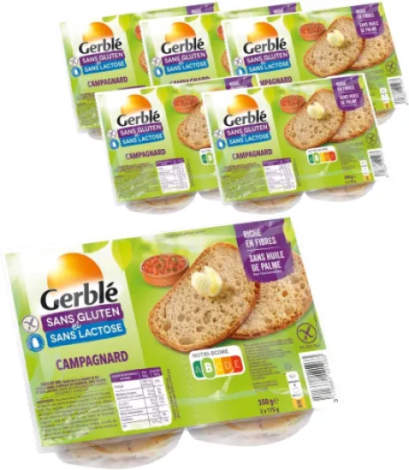 Pain Campagnard Sans Gluten & Sans Lactose, Riche en fibres, Moelleux, Lot de 6 pains Campagnard, 6x350g, 199517