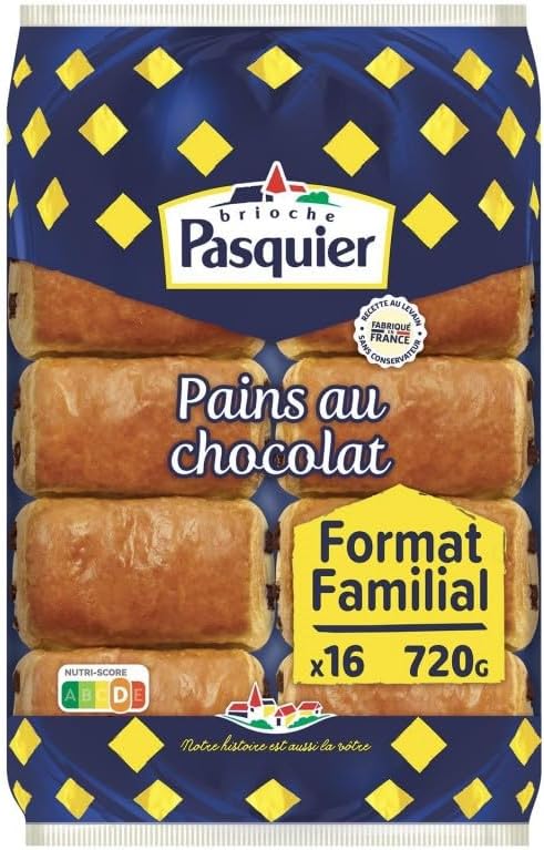 Générique Délicieuse Brioche Pasquier: Coffret de 16 Pains au Chocolat Individuels 720g - Douceur Matinale - Viennoiseries Gourmandes - Le Lot De 3