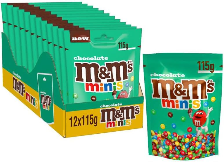 M&M's Minis - Bonbons chocolat au lait en format minis - Grand format de 12 sachets de 115g - 1,380kg Chocolat au lait 115 g (Lot de 12)