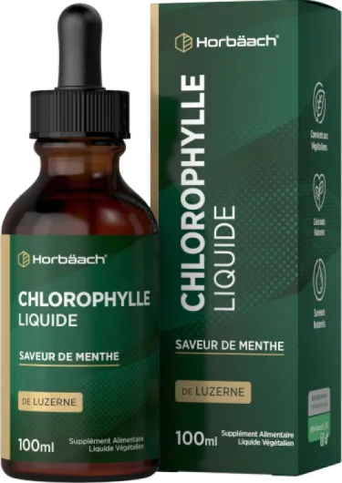 Chlorophylle Liquide 100ml - Luzerne Complément Alimentaire - Vegan Chlorophylle Liquide Menthe - Ultra Concentré - Liquid Chlorophyll - Horbaach