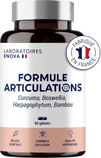 FORMULE ARTICULATIONS - Curcuma, Harpagophytum, Boswellia Serrata, Bambou - Articulations, Souplesse, Mobilité - Complement Alimentaire 100% Naturel - 60 Gélules - Fabriqué en France