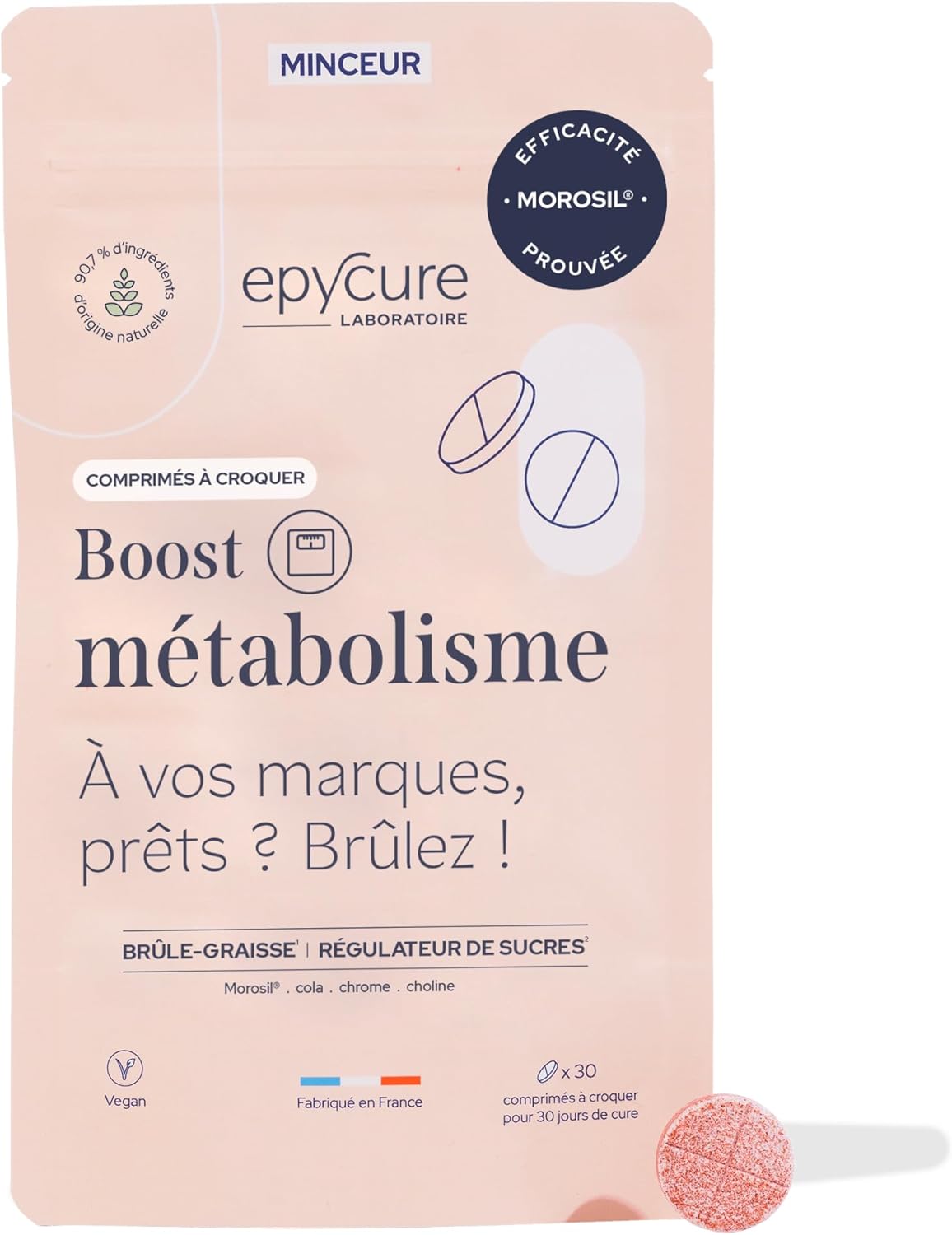 Boost Méta Morosil 400mg Hautement Dosé - 87% Naturel - Équilibre Énergétique - Orange Moro, Cola, Chrome, Choline - Goût Myrtille - 1 Mois - Vegan