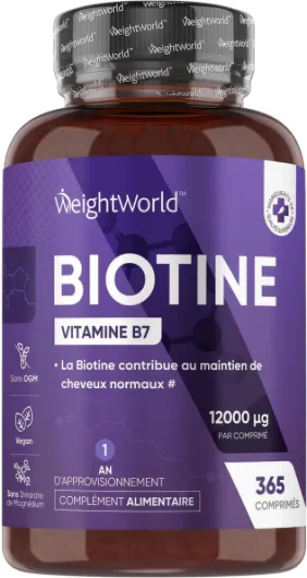 Biotine 12000mcg - 365 Petits Comprimés Vegan (1 An de Stock) - Vitamine B7: Selon l'EFSA, la Biotine contribue au maintien d'une chevelure normale et contribue au maintien d'une peau normale