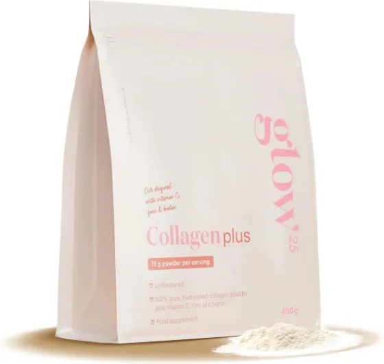 Collagène Plus [450g] – Glow25® – avec Vitamine C, Zinc et Biotine – Hydrolysat de Collagène Premium – Peptides de type 1 et 3 – Haute Solubilité Plus 450g (avec Vitamine C, Zinc et Biotine)