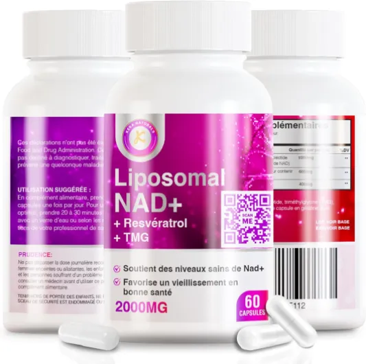 NAD+ + Trans-Resvératrol + TMG - 2000 mg - Formule Avancée 3-en-1 - Complément NAD Resvératrol TMG - Boost NAD+ - Soutien Immunitaire & Énergie, Peau & Bien-Être Global - 60 Gélules
