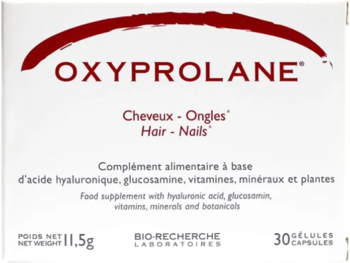 Oxyprolane® Cheveux & Ongle • Complément Alimentaire Pousse cheveux • Cure 3 mois / 90 gélules (1/j) • Biotine & Acide Hyaluronique • Fabriqué en France par BIO-RECHERCHE ®