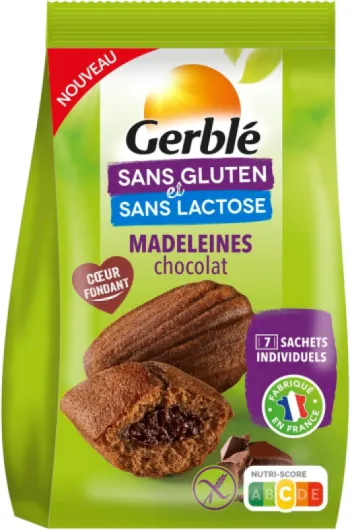 Madeleines Chocolat – Sans Gluten & Sans Lactose – Goûter Moelleux au Cœur Fondant, Sans Huile de Palme, 7 Sachets Individuels, 200 g Chocolat Cœur Fondant 200 g (Lot de 1)