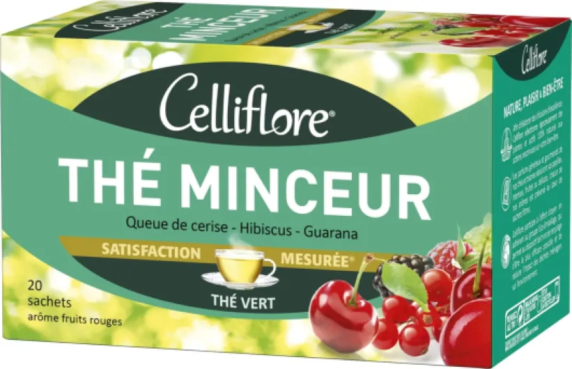 CELLIFLORE - Thé Minceur - Favorise l'Élimination - Vitalité - Métabolisme Des Lipides -Arôme Fruits Rouges - 20 Sachets fruits rouges 20 Unité (Lot de 1)