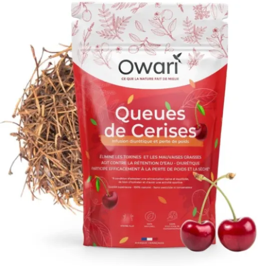 OWARI QUEUES DE CERISES - Tisane Draineur Puissant - Infusion Queue de Cerises en Vrac - Tisane Anti-Retention D'Eau - 100 G - Ingrédients 100% Naturels - Tisane Produite en France