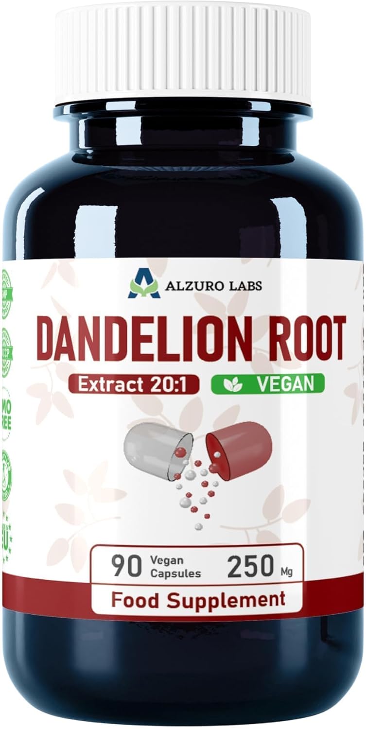 Extrait de racine de pissenlit 5000 mg équivalent – 90 gélules végétaliennes - Extrait hautement concentré 20:1 -Favorise la détoxification du foie - Testé par un laboratoire tiers -GMP