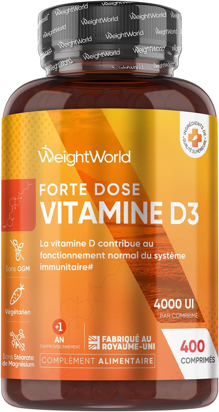 Vitamine D3 4000ui, 400 Micro Comprimés (pour +1 An d'Approvisionnement), Vit D Cholécalciférol Végétarienne sans Stéarate de Magnésium, 1 Comprimé tous les 2 Jours