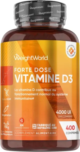 Vitamine D3 4000ui, 400 Micro Comprimés (pour +1 An d'Approvisionnement), Vit D Cholécalciférol Végétarienne sans Stéarate de Magnésium, 1 Comprimé tous les 2 Jours