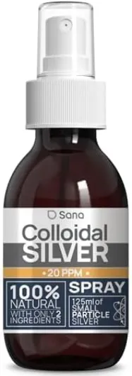 Spray Argent Colloïdal 20 PPM ● Solution bio disponible Haute Efficacité Certifiée ● Liquide 100% Naturel ● Pour Famille & Animaux ● Carbone neutre 125 ml (Lot de 1)