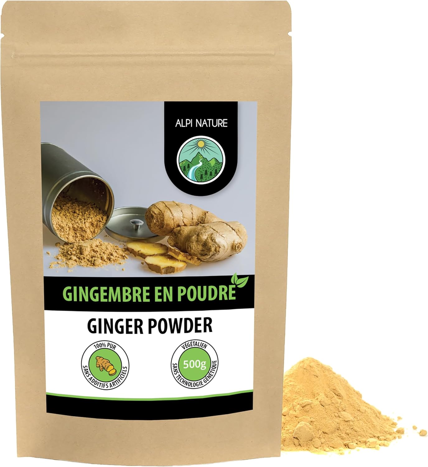 Gingembre en Poudre 500g, Racine de Gingembre Séchée et Moulue pour la Cuisine 500 g (Lot de 1)