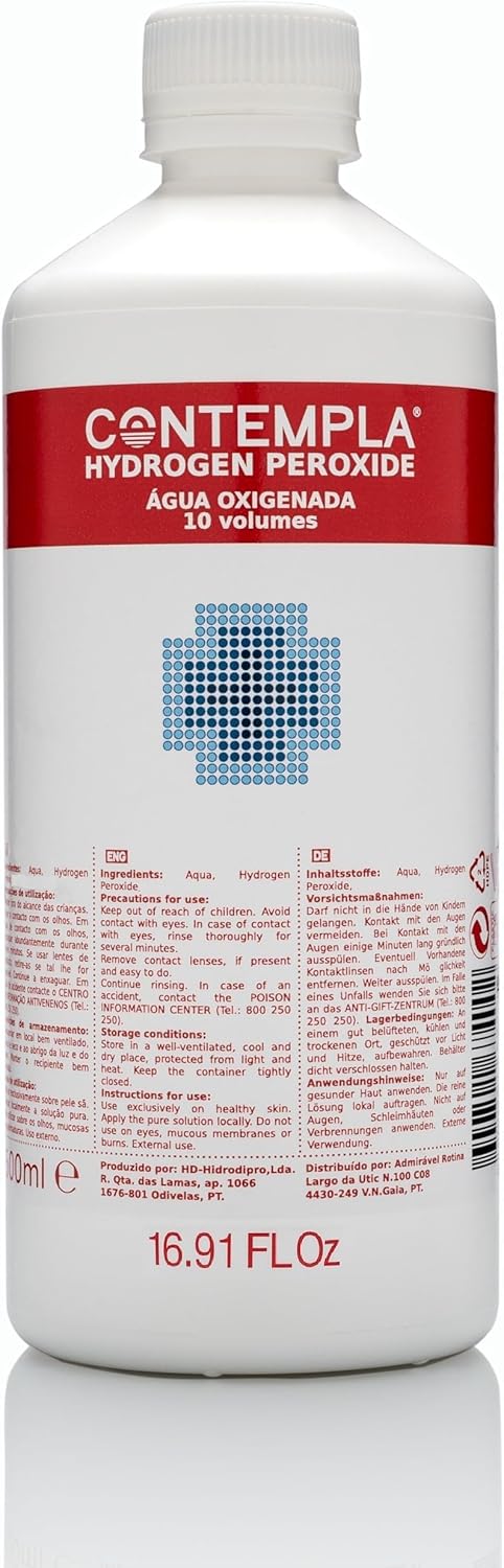 Eau Oxygénée 3% Haute Pureté – H2O2 / Peroxyde d’Hydrogène – Solution Technique et Cosmétique - Nettoyage, Détachant, Usage Domestique – 500 ml