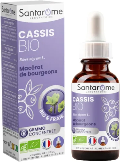 Gemmo Cassis - Complément Alimentaire Immunité et Vitalité - Antioxydant & Renforce les Défenses Immunitaires - Bourgeon Frais de Cassis Bio - Flacon 30 ml - Made In France - Végan Violet 30 unité (Lot de 1)