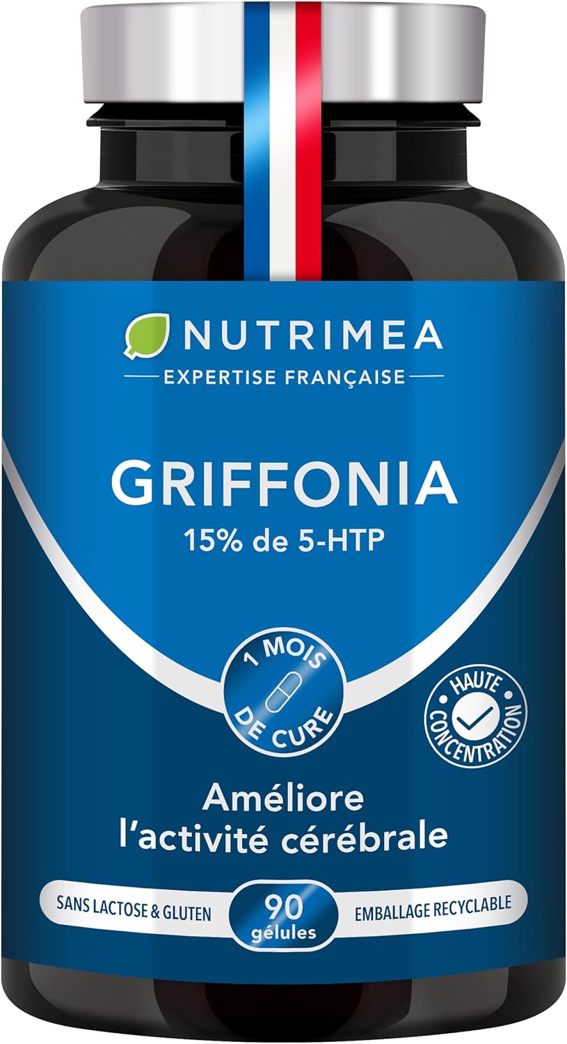 GRIFFONIA PUR - 150 mg/jour - Diminue Stress & Anxiété - Trouble de l’Attention du Sommeil - Poudre de Graines de Griffonia Simplicifolia - 90 Gélules Vegan - Fabriqué en France