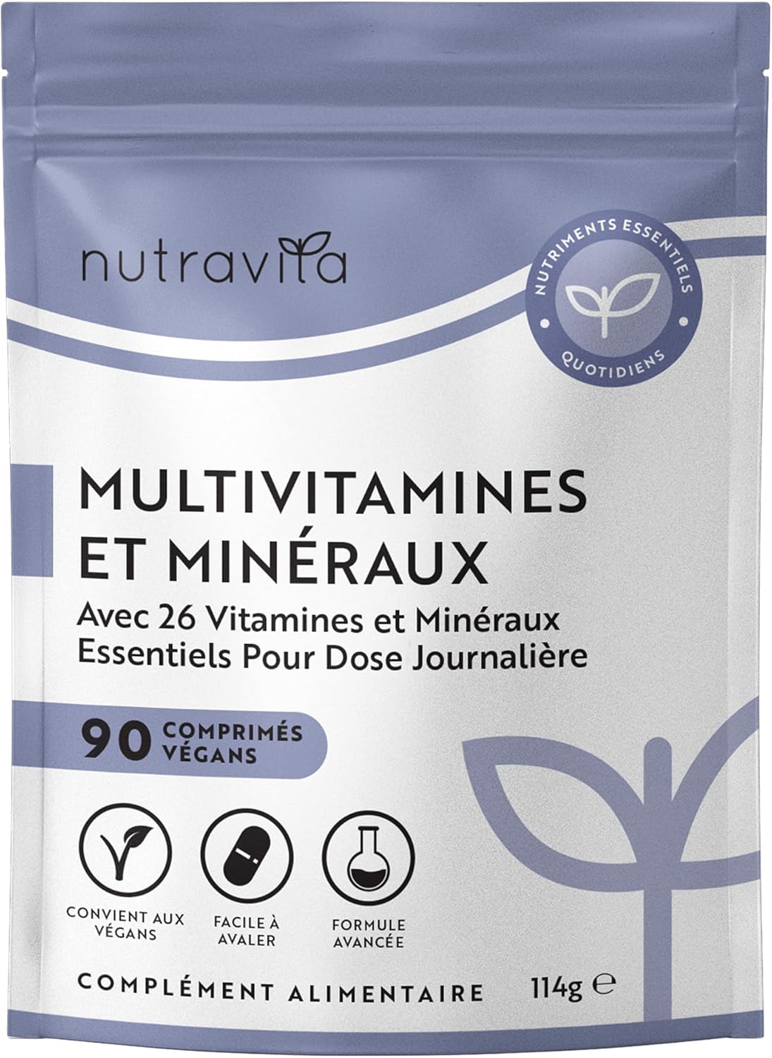 Multivitamines et Minéraux - 90 Comprimés 26 Nutriments dont Zinc Fer Selenium Vitamine C A B D3 E K - Vitamines, Minéraux et Compléments Vegan Haute Absorption 90 unité (Lot de 1)