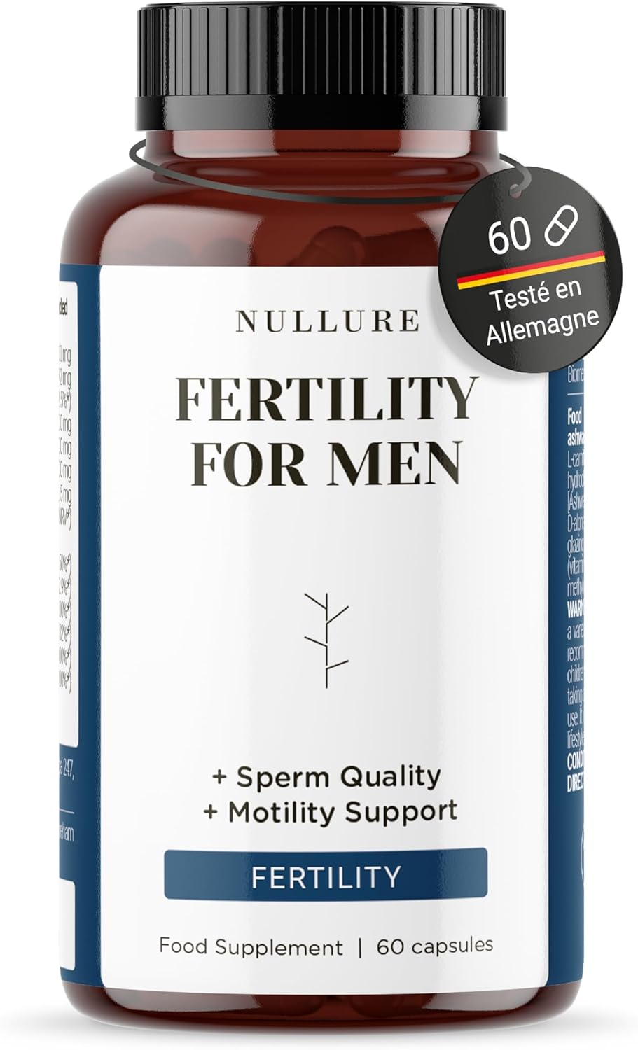 Formule Fertilité Homme - Nombre & Motilité des Spermatozoïdes - L-carnitine + CoQ10 + L-arginine + Zinc - Testé par tiers - Sans additifs & Vegan - 60 gélules (1 mois) - Fabriqué à Barcelone