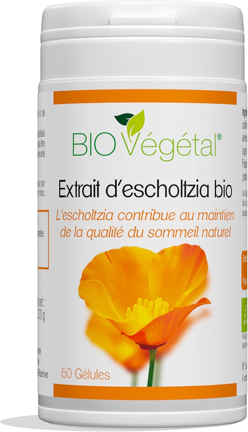Extrait d'Escholtzia Bio titré en californidine pour la qualité du sommeil - 60 gélules - Fabrication Française