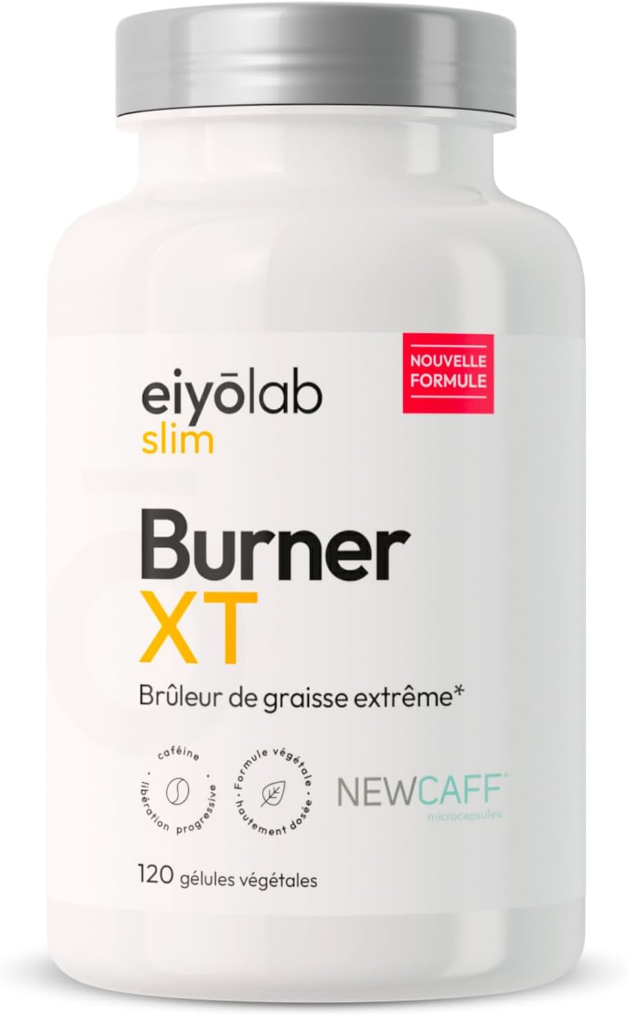 BURNER XT - Brûleur de Graisse Extrême - Caféine Microencapsulée NewCaff™ + L-Carnitine + Café Vert + Guarana - 120 Gélules Vegan - Spectre Complet pour Action Minceur et Perte de Poids - Eiyolab