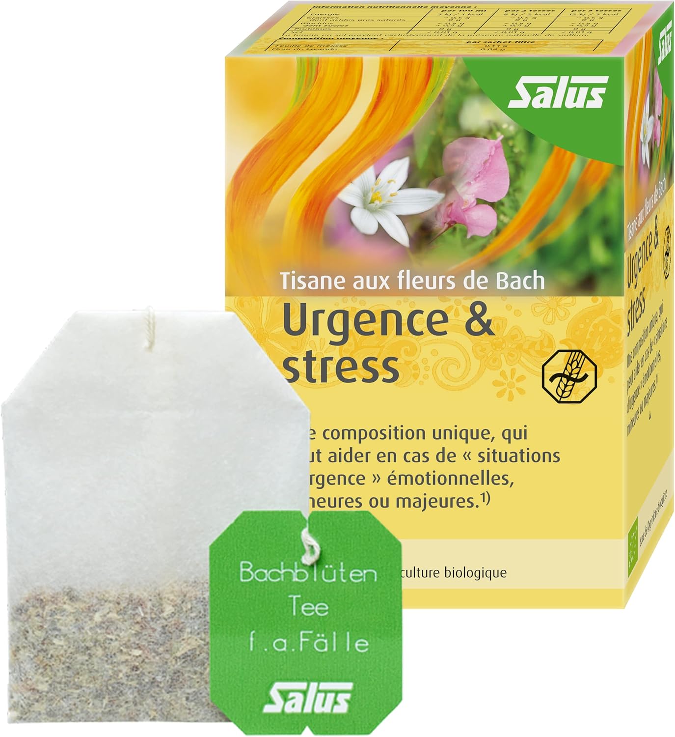 Tisane Urgence & Stress aux Fleurs de Bach AB - À Base de Mélisse, de Lavande et d'Élixirs Floraux - Relaxation, Détente - 15 Sachets