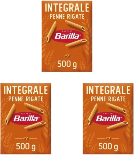 Pâtes Pennette Rigate Intégrale Blé Complet 500 g (Lot de 3)