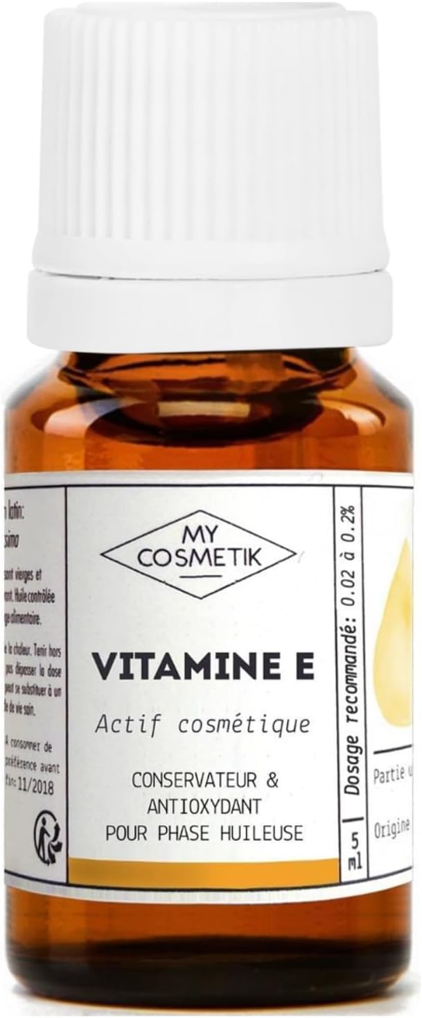 Vitamine E - Tocophérol - Actif cosmétique - Conservateur et antioxydant - 100% Pure d'origine végétale - 5 ml 5 ml (Lot de 1)