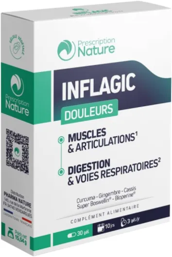 INFLAGIC - Complément Alimentaire pour les Douleurs Musculaires et Articulaires - Fabrication Française - 30 Gélules 30 unité (Lot de 1)