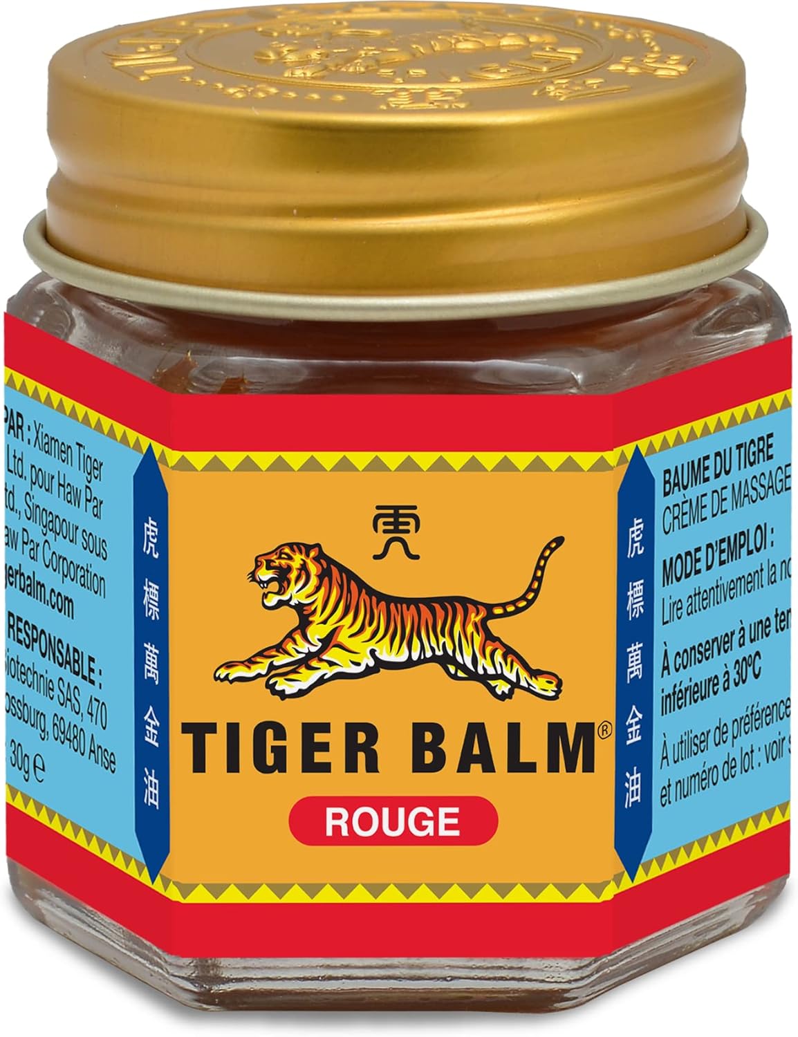 BAUME DU TIGRE Rouge à effet chauffant - Contient du camphre et du menthol - Pour sportifs, avant l'effort ou les tensions du quotidien, Réduit les tensions par le massage - 30 g