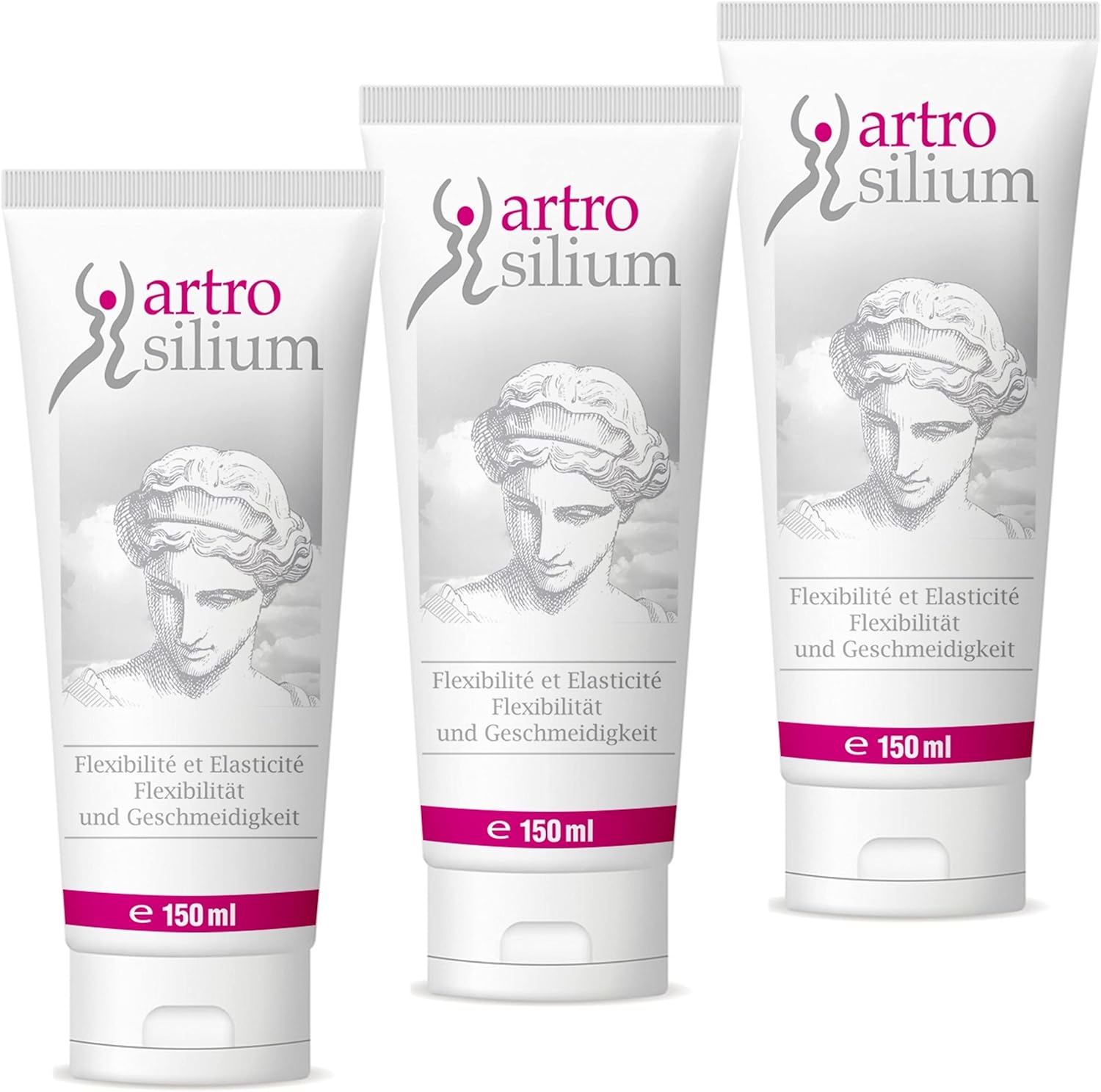 Gel Silicium Organique 3x150ml - Gel Articulaire surconcentré en Silicium Organique - Idéal en Massage pour utilisation quotidienne - Cure de 3 mois - Lot de 3 tubes (3x150ml) 150 ml (Lot de 3)