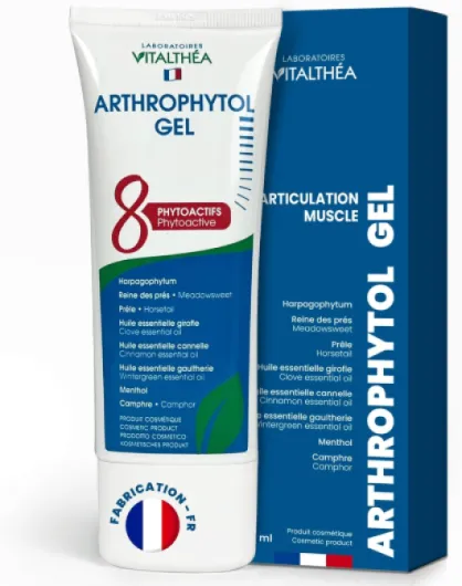 ARTHROPHYTOL - Gel de Massage Articulations & Muscles - 8 Actifs Naturels - Harpagophytum & Huiles Essentielles & Menthol & Camphre - Soulage instantanément et durablement - Laboratoires Vitalthéa 100 ml (Lot de 1)