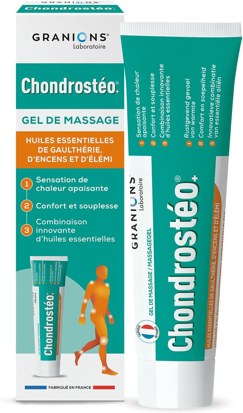 Chondrostéo Gel de Massage Chauffant – Décontractant Musculaire Fort Articulations & Muscles – Huiles Essentielles – Massage Articulations et Muscles – Gel 100 ml Vert 100 ml (Lot de 1)