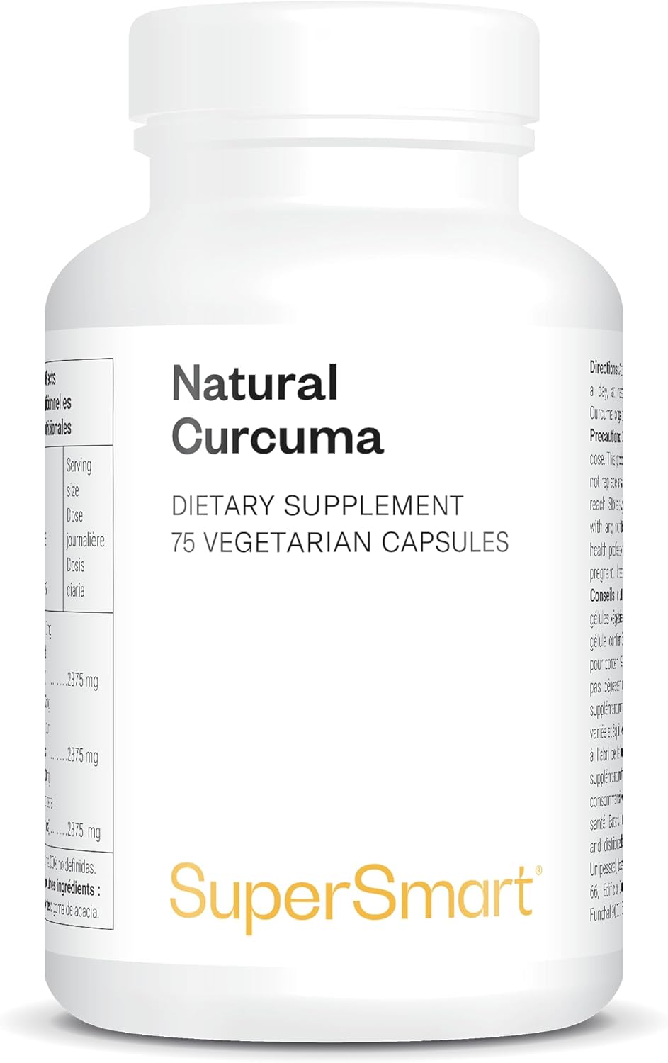 Curcuma Naturel - Puissant Antioxydant - Propriétés Anti-Inflammatoire et Immunitaires - Normalisé à 95% de curcuminoïdes - Haute Absorption - Vegan - Sans Gluten - Supersmart