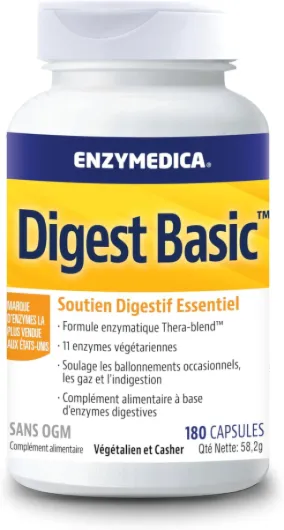 , Digest Basic, Formule Enzymatique, Réduit Gaz Et Ballonnements, Améliore L'Absorption Des Nutriments Et L'Énergie, Magnésium, Phytase, Sans Gluten, Sans Produits Laitiers, 180 Capsules