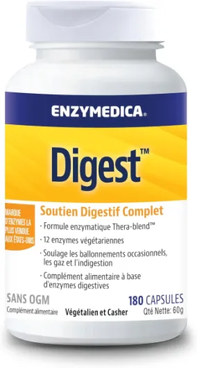 , Digest, Formule Enzymatique À Action Rapide, Réduit Gaz Et Ballonnements, Améliore L'Absorption Des Nutriments Et L'Énergie, Sans Gluten, Sans Produits Laitiers, Végétarien, 180 Capsules