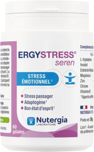 Nutergia – Stress émotionnel – Adaptation au stress émotionnel passager, améliorer l’état d’esprit – Pulsions sucrées dues au stress – Complément alimentaire – 60 Gélules – Fabrication Française 20 unité (Lot de 3)